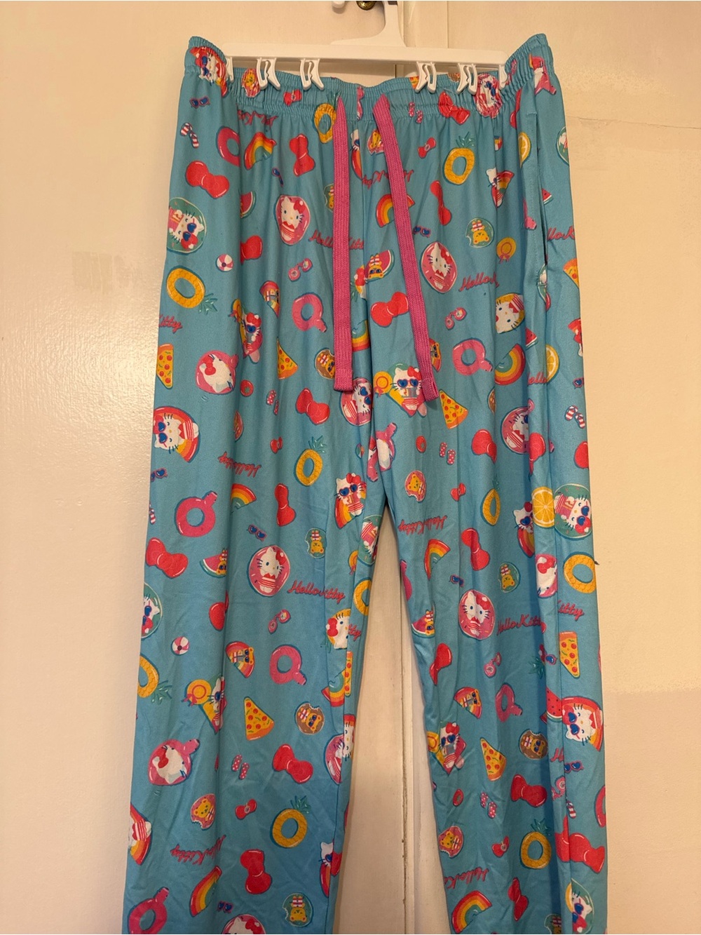 Sanrio Turquoise Blue Printed Pajama Pants with Pink Drawstring
